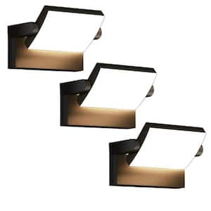3 Pack Black Outdoor LED Wall Lights, 350° Rotation Exterior Lighting Fixture, Garden Torches for Yard Garage Backyard