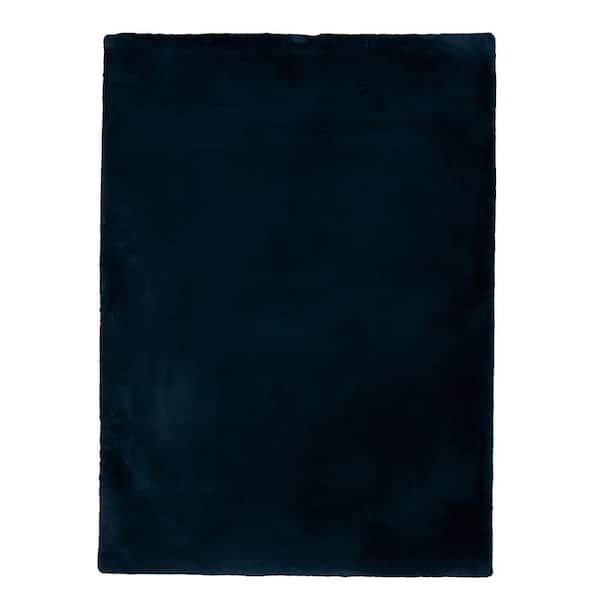 Patrick Faux Rabbit Navy 3x5 Area Rug