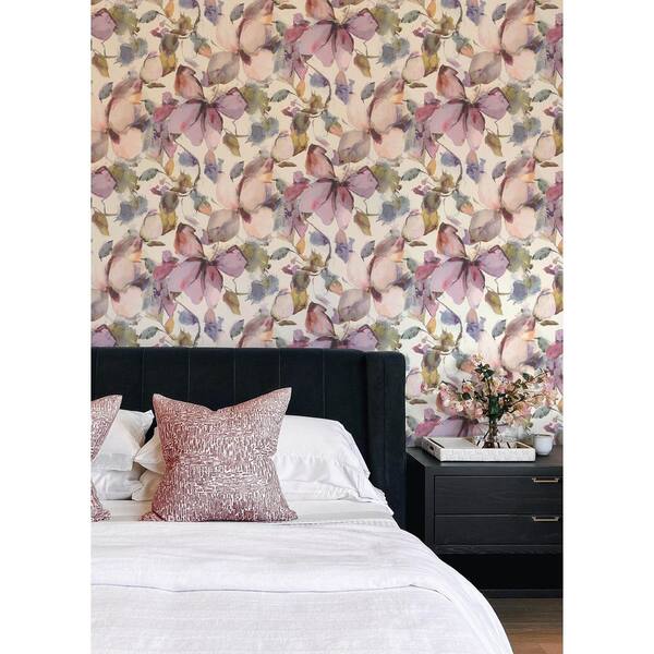 Liliana Plum Purple Floral Wallpaper Sample