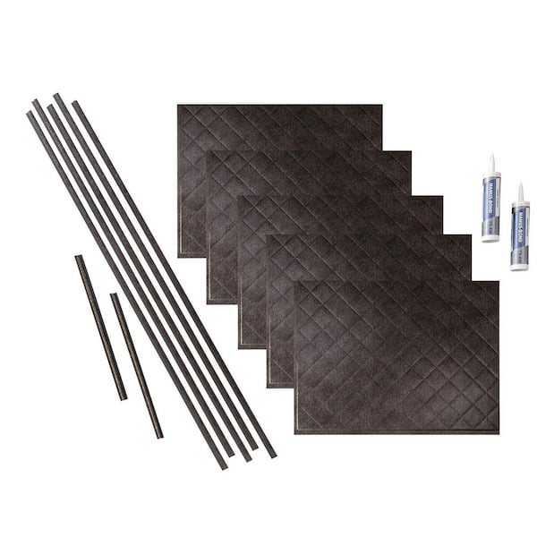Fasade Quilted 18 in. x 24 in. Smoked Pewter Vinyl Decorative Wall Tile Backsplash 18 sq. ft. Kit