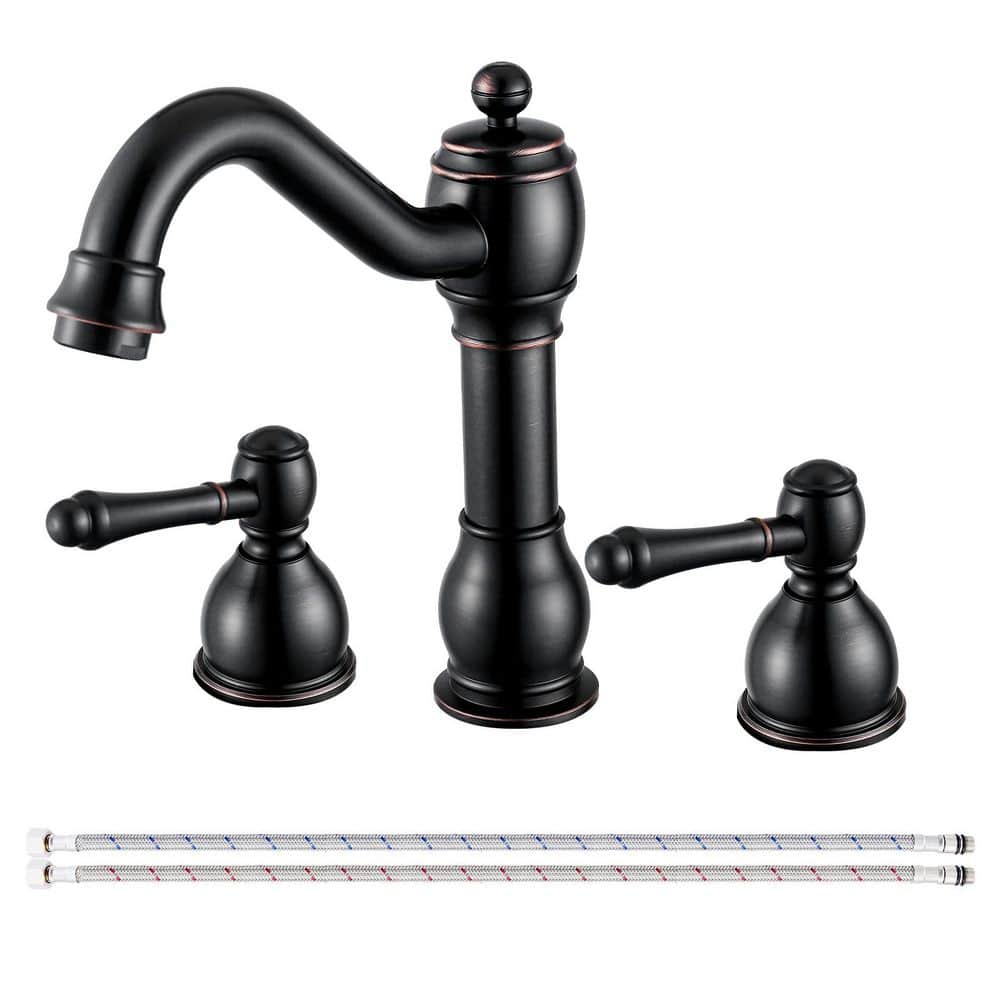 Double Handles 8 in. Widespread Bathroom Faucet 3-Hole Sink Faucet in Oil Rubbed Bronze price history on PriceWatchPro