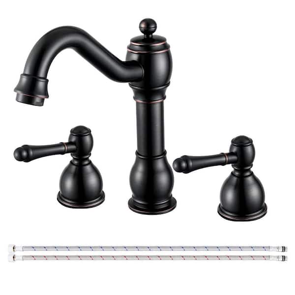 Double Handles 8 in. Widespread Bathroom Faucet 3-Hole Sink Faucet in Oil Rubbed Bronze
