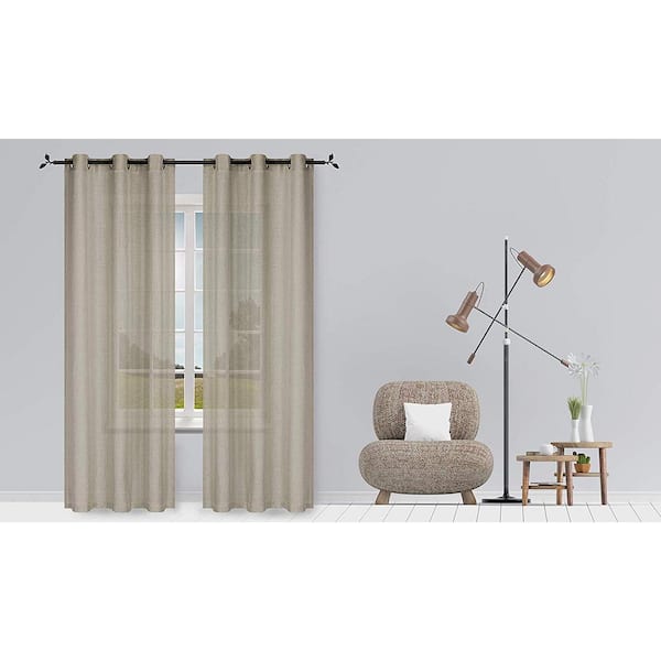 ELLEN TRACY Taupe Solid Grommet Room Darkening Curtain - 38 in. W x 84 in. L (Set of 2)
