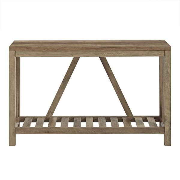 52 in. Rustic Oak Standard Rectangle Wood Console Table with Storage