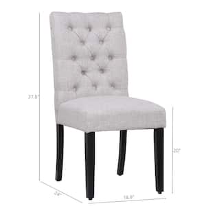 NINA Button Tufted Back Light Gray Upholstered Dining Side Chair