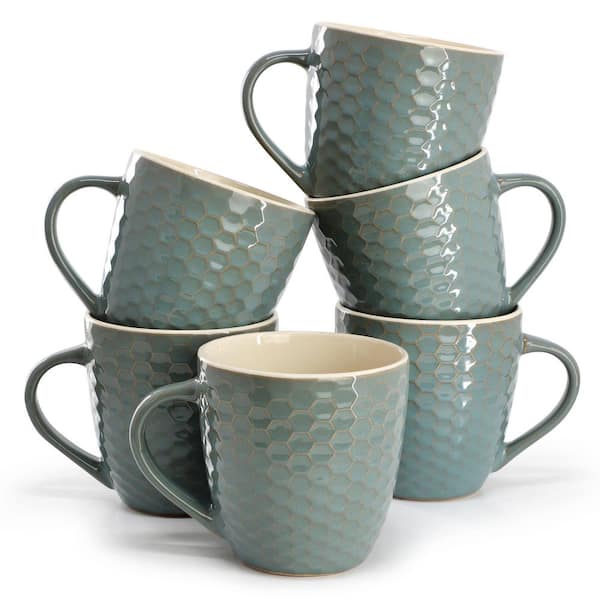 Elama Hex Mesh 6 Piece 15 oz. Mug Set in Turquoise