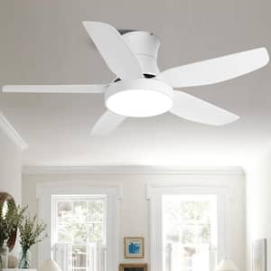 46 in. Integrated LED 6 Speeds Matte White Indoor Ceiling Fan with Light and Remote Control