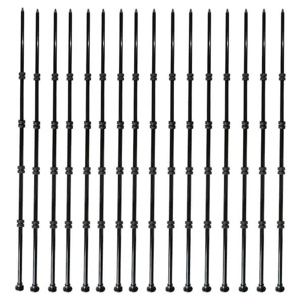 3.6 ft. Garden Fence Posts Heavy Glass Fiber 11mm Diameter Temporary Fencing Electric Fence Posts in Black, (20-Pack)