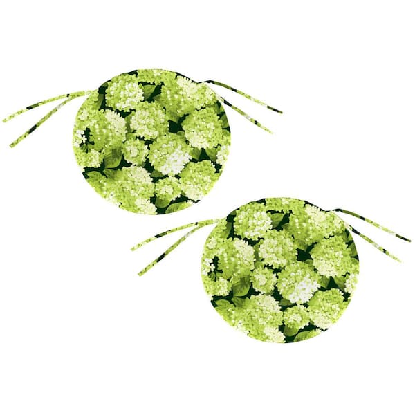 Jordan Manufacturing 16 in. D x 2 in. T Round Outdoor Chair Seat Cushion in Hydrangea Forest Green (2-Pack)