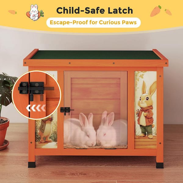 COZIWOW 20 in. H Wooden Rabbit Hutch Cage with Asphalt Roof