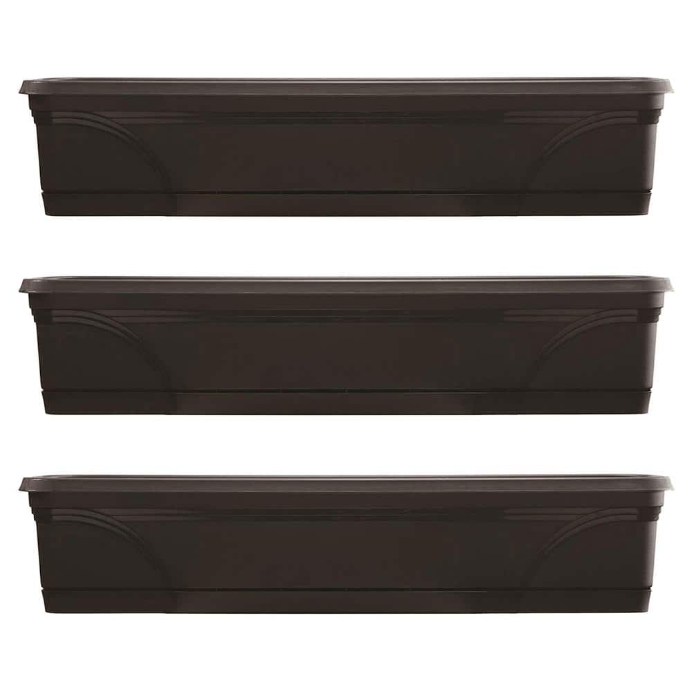 Medallion Black 36" Resin Hanging Windowsill Garden Box Planter - Set of 3