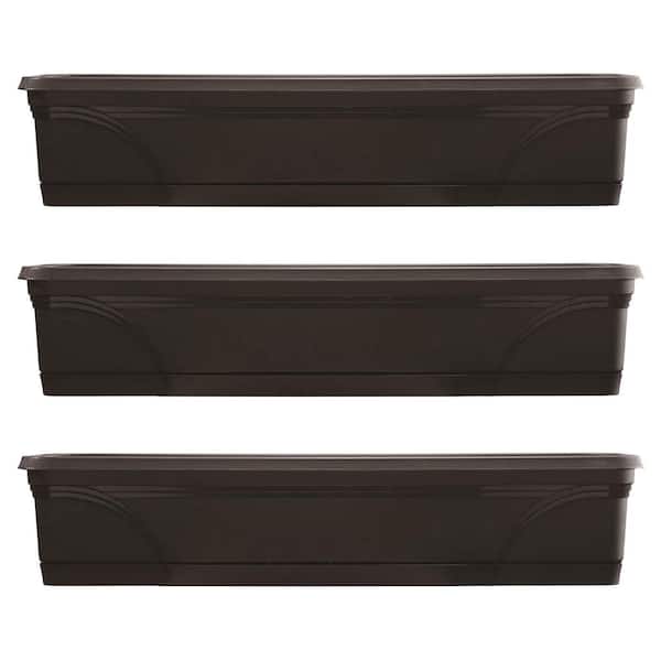 Southern Patio 36 in. Medallion Hanging Windowsill Resin Garden Box Planter (3-Pack)
