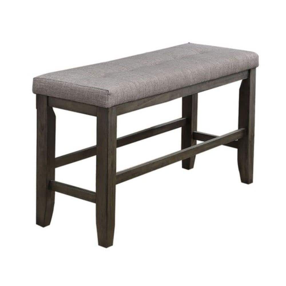 Benjara 15.8 In. Brown And Gray Backless Bedroom Bench With Fabric ...