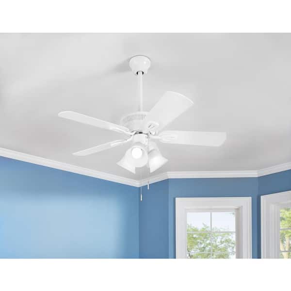 Glendale III 42 in. LED Indoor White Ceiling Fan with Light and Pull Chains Included