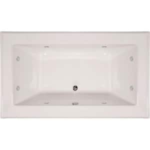 Angel 66 in. x 42 in. Acrylic Rectangular Drop-in Combination Bathtub with Center Drain in White