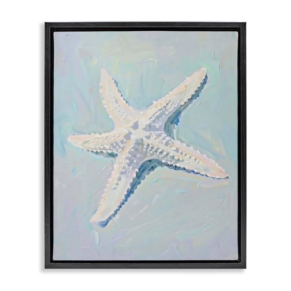 Coastal Starfish on Blue by Arlington Prints Black Floater Frame Animal Graphic Art Print 21 in. x 17 in. price history on PriceWatchPro