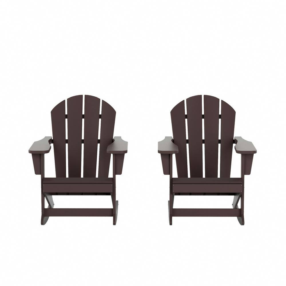 Westin Dark Brown Fade-Proof Outdoor Rocking Adirondack Chair Set