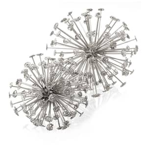 Rosemary Abstract Silver Starburst Spheres (Set of 2)