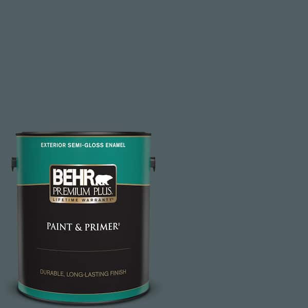 BEHR PREMIUM PLUS 1 gal. #740F-6 Marine Magic Semi-Gloss Enamel Exterior Paint & Primer