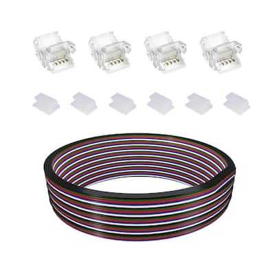13 ft. Connector Cord LED Strip Light Accessory Pack (RGB+W) (4 Wire-to-Tape Connectors, 6 Wire Mounting Clips)
