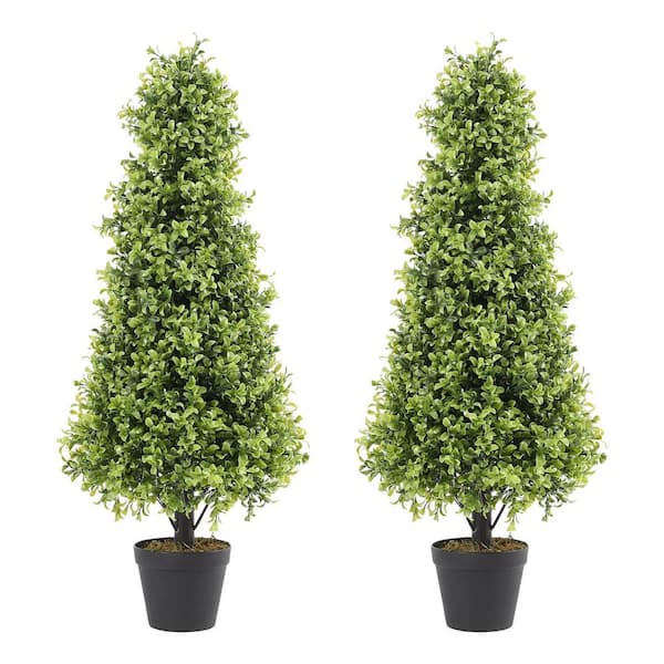 36 in. H Green Composite Artificial Tree, Artificial Foliage/Topiary for Indoor and Outdoor (2-Piece)