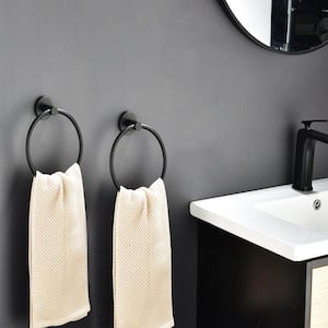 2-Pack Wall-Mounted Towel Ring in Matte Black