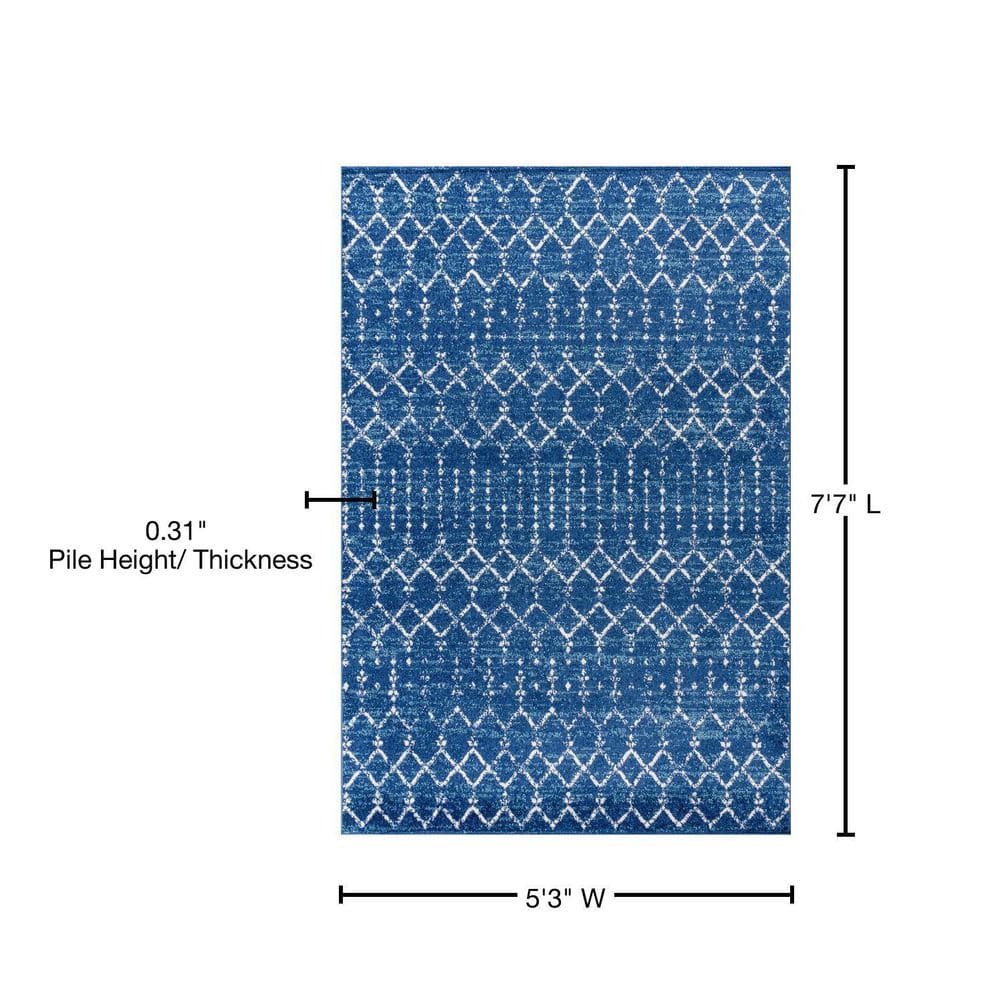 Blue and White Moroccan Trellis Reversible Area Rug