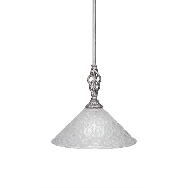 Unbranded Bridgewater 100 W 1-Light Aged Silver Standard Mini Pendant Light with Glass Shade
