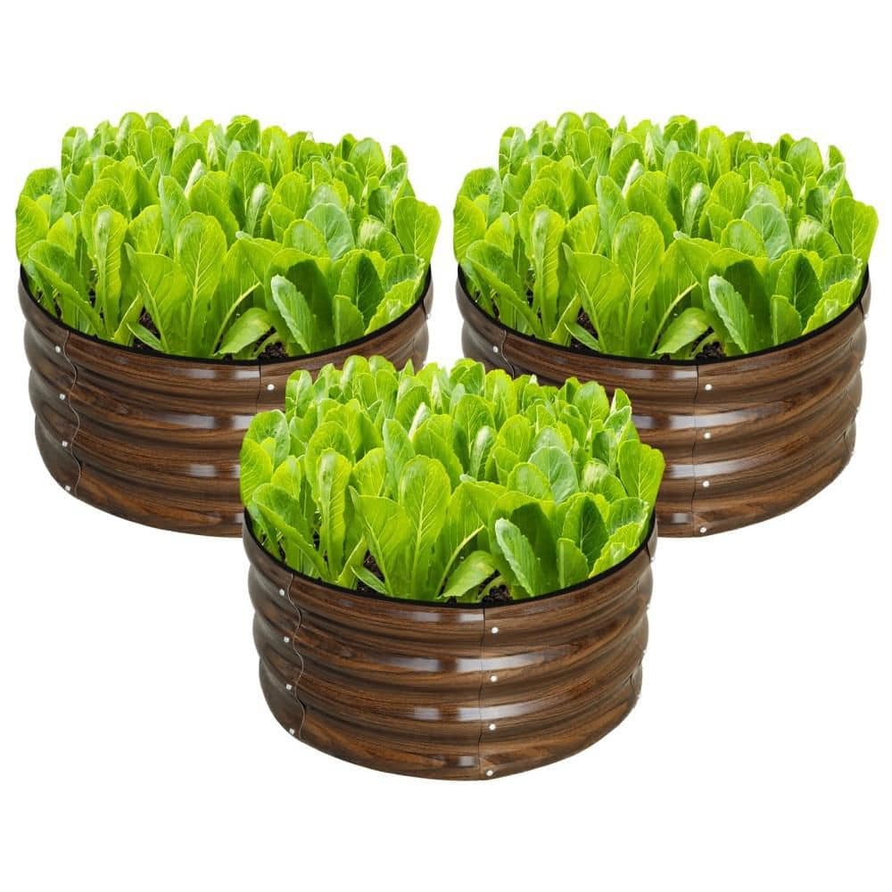 3-Pack 2 ft. L x 2 ft. W x 1 ft. H Round Galvanized Raised Garden Bed Kit Outdoor for Planting Plants Vegetables, Brown price history on PriceWatchPro