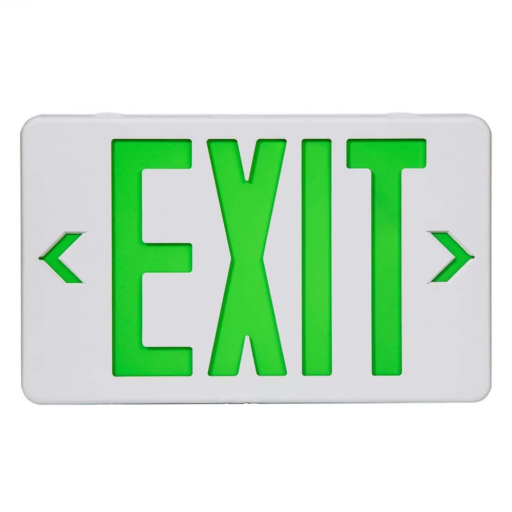 Efficient Hardwired 120-Volt Integrated LED White Exit Sign with Green Lett