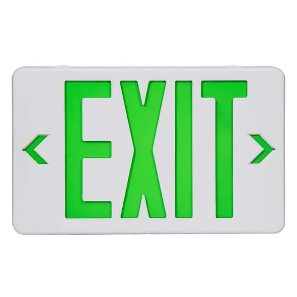 Efficient Hardwired 120-Volt Integrated LED White Exit Sign with Green Letter