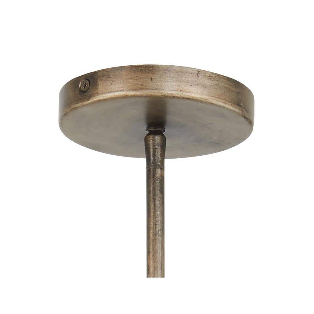 Aged Darkwood and Silver Patina 6-Light Glass Drum Pendant
