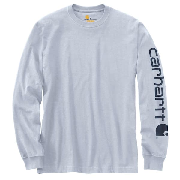 Carhartt Men's 2X-Large Soft Blue Cotton Signature Sleeve Logo Long Sleeve T-Shirt Original Fit