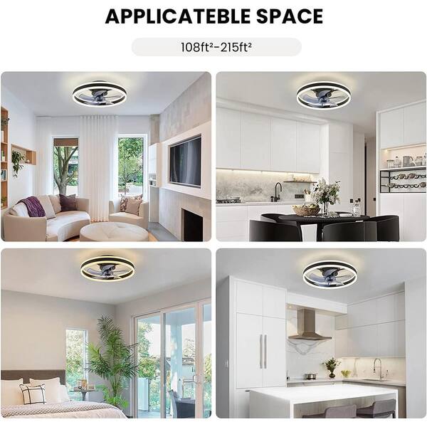 thumbnail image 2 of 20" Modern LED Ceiling Fan With Light & Remote – Dimmable, Flush Mount 2 of 6