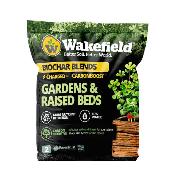 Biochar Blend with CarbonBoost for Gardens and Raised Beds, Soil Amendment-2 qt. Bag