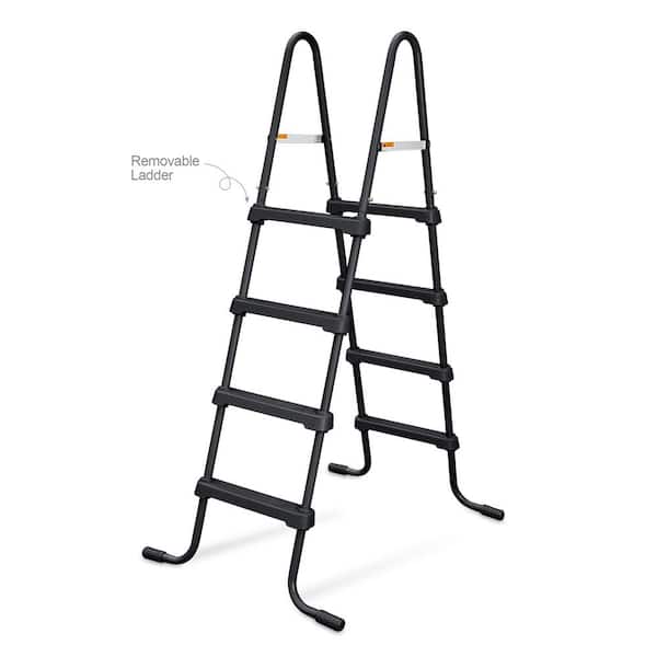 SureStep Black A-Frame Metal Ladder 4-Step for 48 in. Tall Above Ground Pool