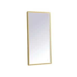 Timeless Home 18 in. W x 36 in. H Modern Rectangular Aluminum Framed LED Wall Bathroom Vanity Mirror in Brass