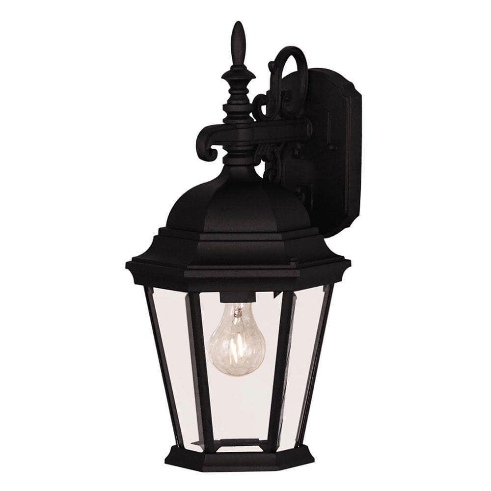UPC 822920001765 product image for 9 in. W x 18 in. H 1-Light Indoor/Outdoor Wall Lantern Sconce Black Finish Clear | upcitemdb.com