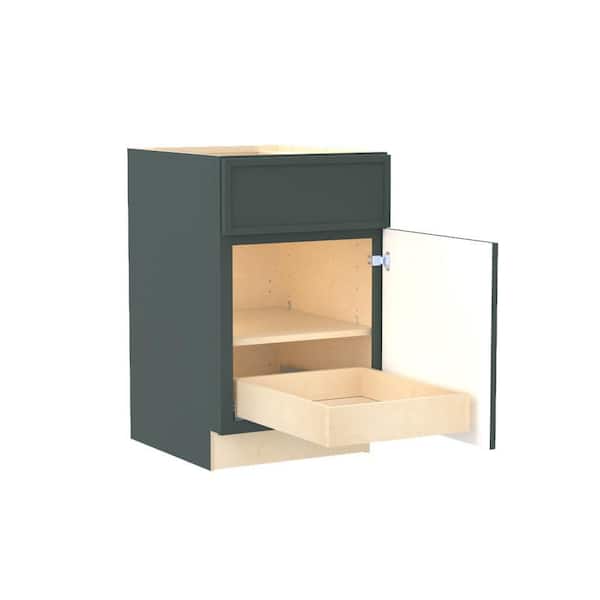 Franklin 21 in. W x 24 in. D x 34.5 in. H Assembled Plywood Base Kitchen Cabinet in Verdant Green 1ROT Soft Close RH