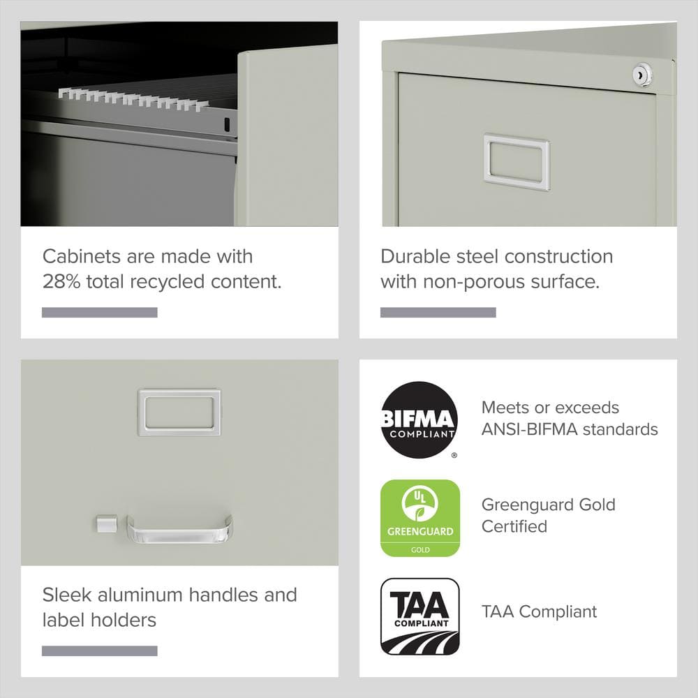 Light Gray Metal 4-Drawer Lockable Vertical File Cabinet