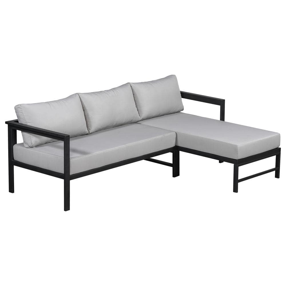 L-Shaped Metal Outdoor Sectional with Gray Cushions price history on PriceWatchPro