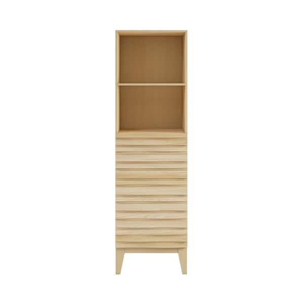 Cascade 17 in. W x 17 in. D x 60 in. H Brown Freestanding Linen Cabinet in Natural Oak