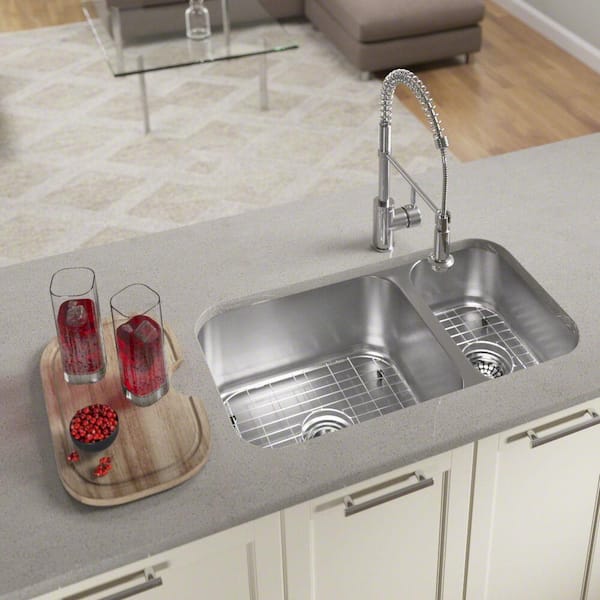 MR Direct Undermount Stainless Steel 32-1/4 in. Double Bowl Kitchen Sink with Additional Accessories