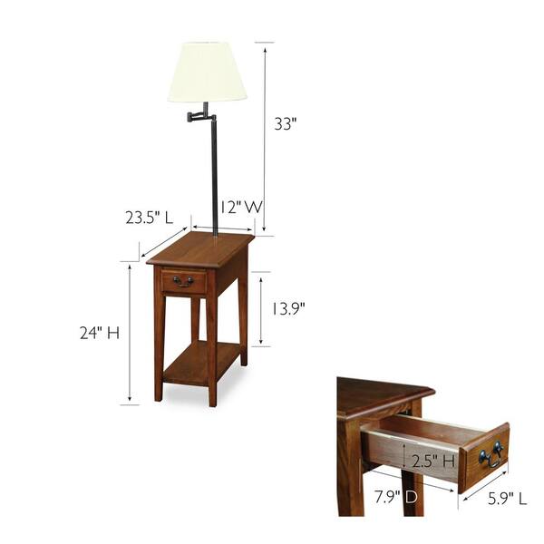 Leick Home 12 In W X 23 5 D 1, Side Table With Swing Arm Lamp