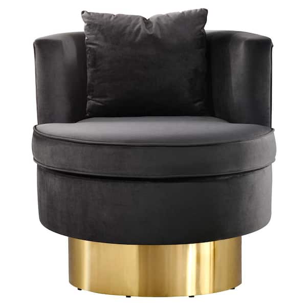 Unbranded 29.13 in.Black Velvet Single Accent Chair with a Square Pillow