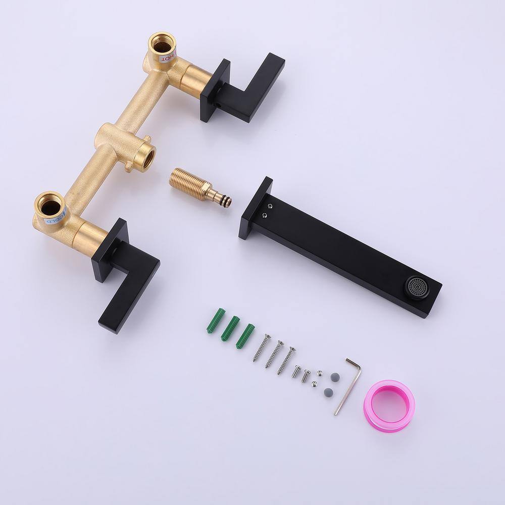 Matte Black Two-Handle Wall-Mount Bathroom Faucet
