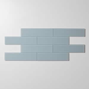 CRUZ BAY STUDIO 2 in. x 8 in. Aqua Blue Matte Glass Subway Tile