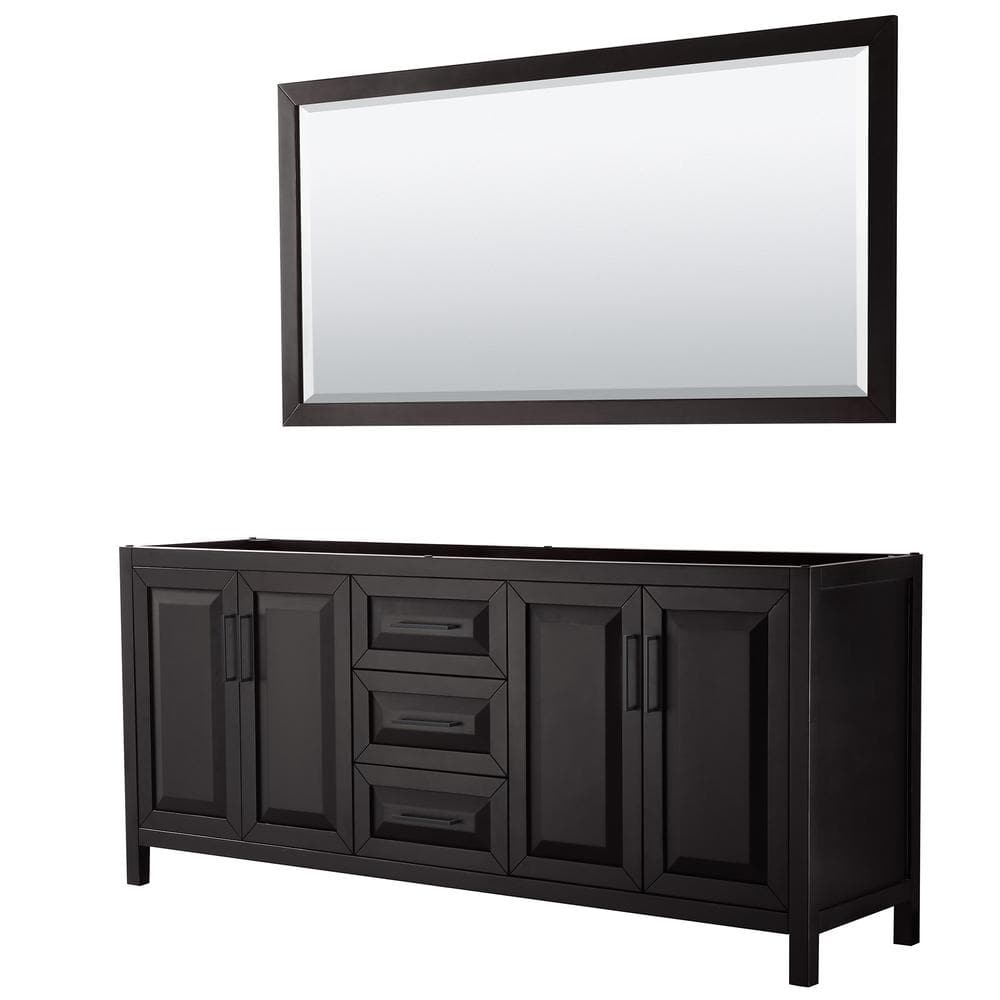 Daria 78.75 in. W x 21.5 in. D x 35 in. H Double Bath Vanity Cabinet without Top in Dark Espresso with 70 in. Mirror price history on PriceWatchPro