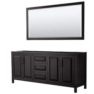 Daria 78.75 in. W x 21.5 in. D x 35 in. H Double Bath Vanity Cabinet without Top in Dark Espresso with 70 in. Mirror