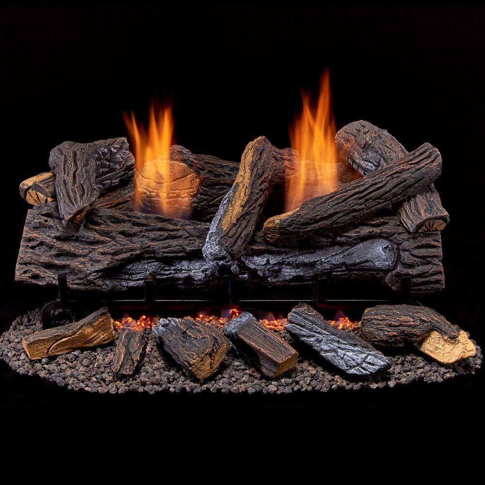 Vent Free Dual Fuel Log Set - 24 in. Stacked Red Oak - T-Stat Control